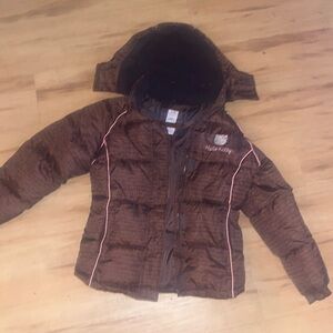 Sanrio Hello Kitty Puffer Jacket Brown Pink All Over Print Girl’s Large